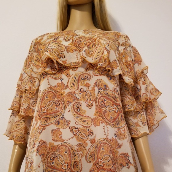 PAISLEY SCARF TIERED BOHO GYPSY DRESS SIZE XS - Picture 5 of 7